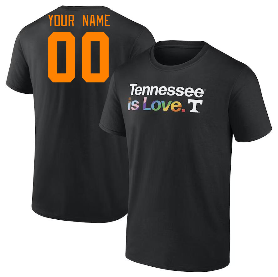 Custom Tennessee Volunteers Name And Number College Tshirt-Black - Click Image to Close